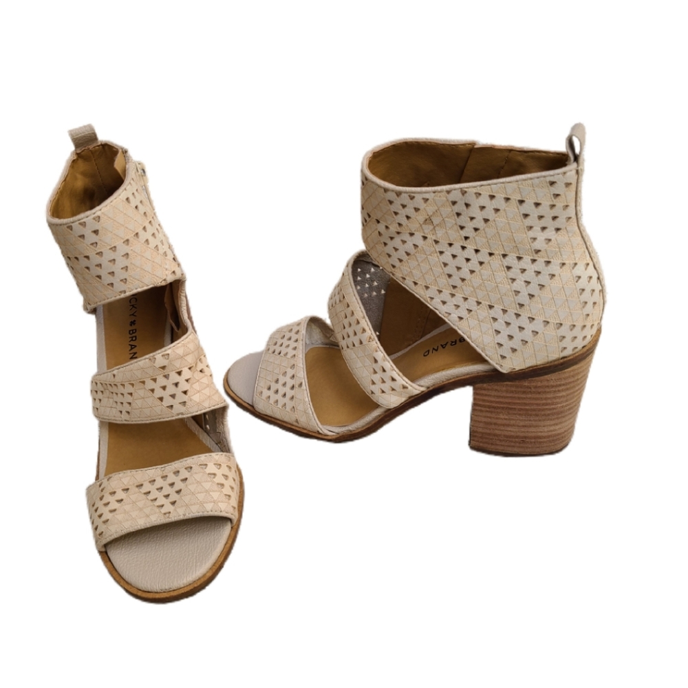 LUCKY BRAND KABOTT PERFORATED BLOCK ANKLE HEELS - Picture 6 of 8